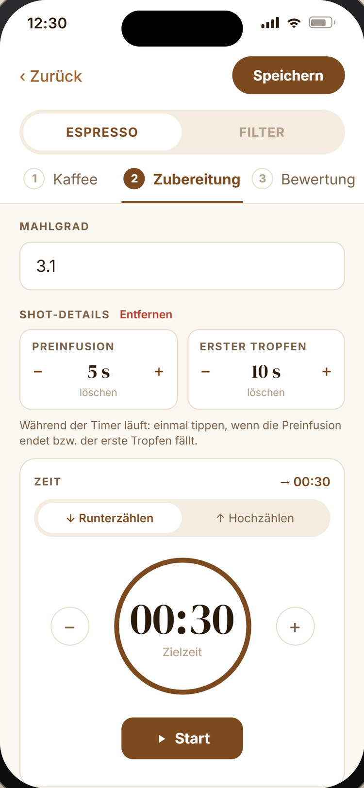 Shotbook: Espresso-Timer