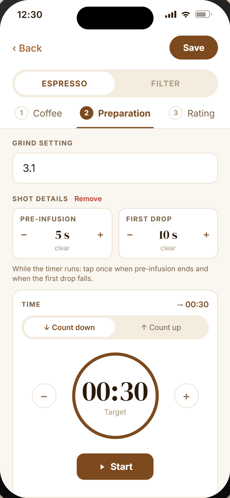 Shotbook: Espresso Timer