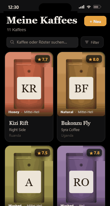 Shotbook — Meine Kaffees